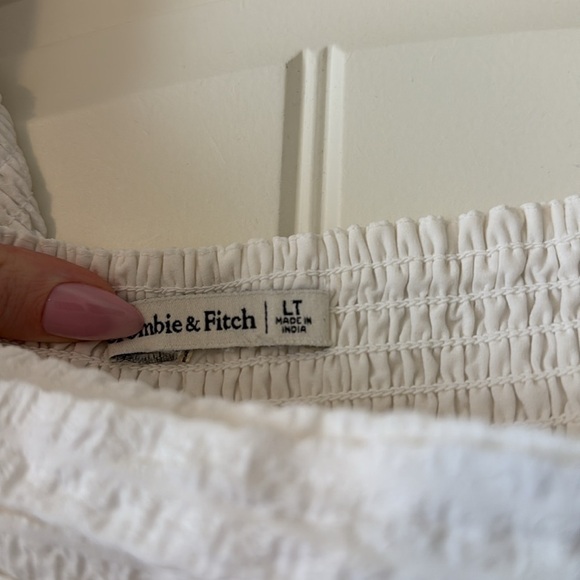 Abercrombie & Fitch White Puff Sleeve Off the Shoulder Short Mini Dress - Picture 4 of 5